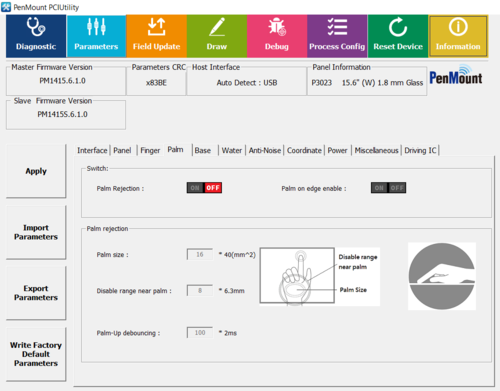 PCAP touch controller software configuration